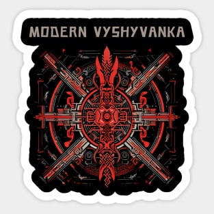 Ukrainian Modern Embroidery with Elements of Ancient Slavic Runes Sticker